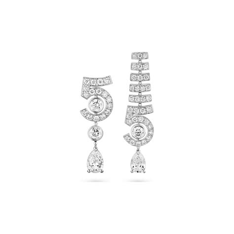 chanel 5 drop white gold earrings.